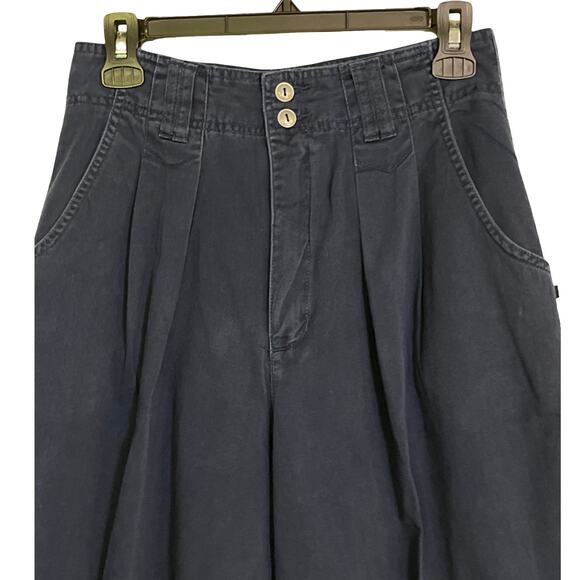 Vintage Esprit Sport Pleated High Waist Cotton Trousers Navy Blue Modern Size S - Picture 4 of 9